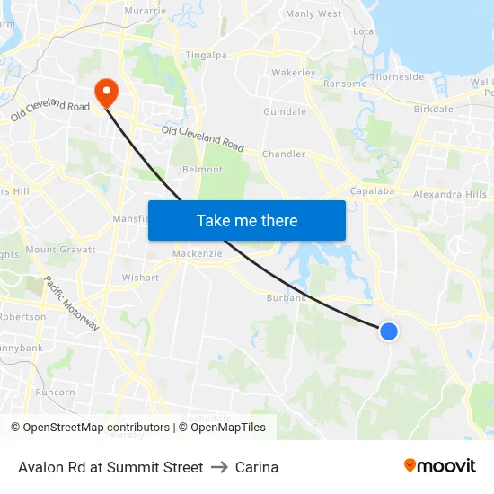 Avalon Rd at Summit Street to Carina map