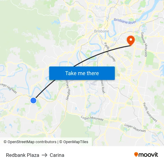Redbank Plaza to Carina map