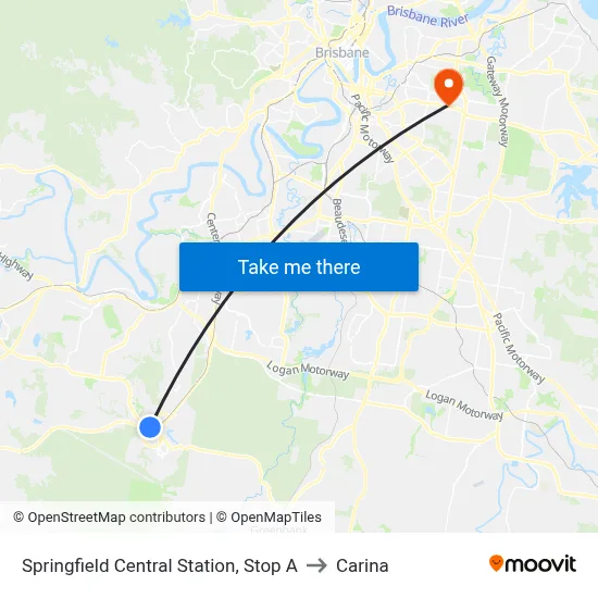 Springfield Central Station, Stop A to Carina map