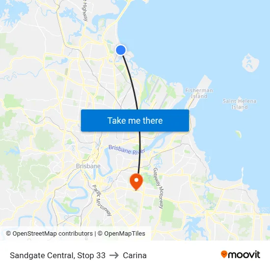 Sandgate Central, Stop 33 to Carina map