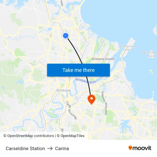 Carseldine Station to Carina map