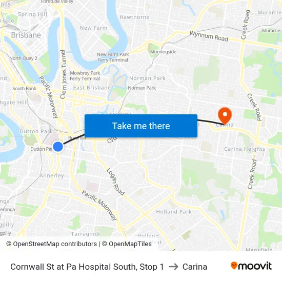 Cornwall St at Pa Hospital South, Stop 1 to Carina map