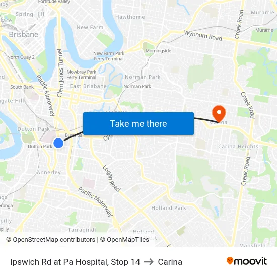 Ipswich Rd at Pa Hospital, Stop 14 to Carina map