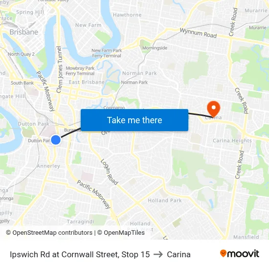Ipswich Rd at Cornwall Street, Stop 15 to Carina map