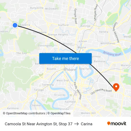 Camoola St Near Avington St, Stop 37 to Carina map