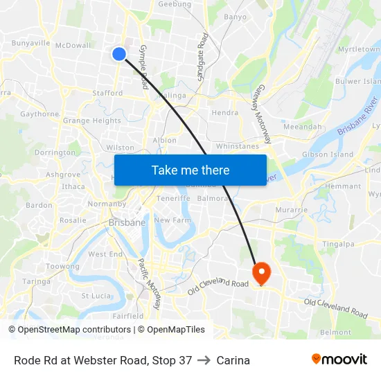Rode Rd at Webster Road, Stop 37 to Carina map