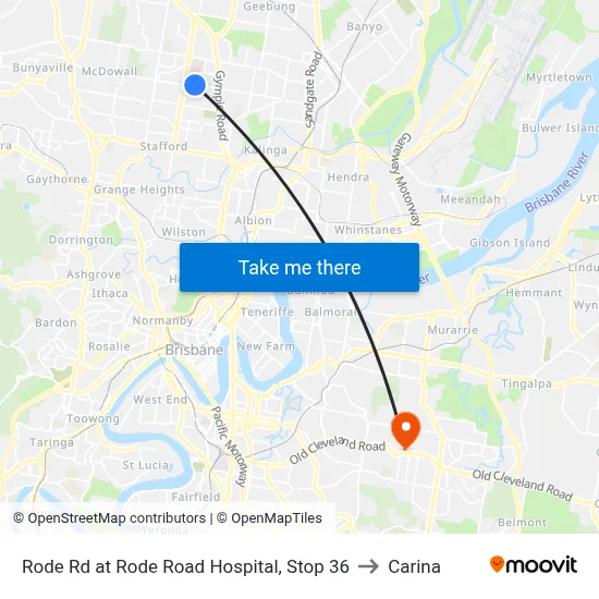 Rode Rd at Rode Road Hospital, Stop 36 to Carina map