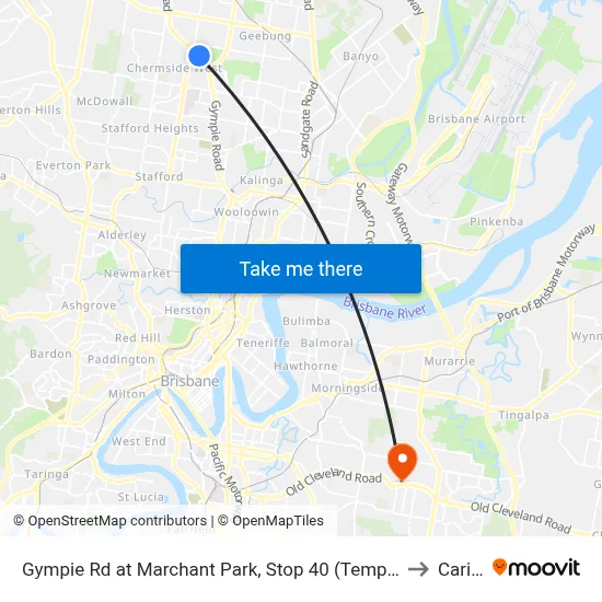 Gympie Rd at Marchant Park, Stop 40 (Temp Closure) to Carina map