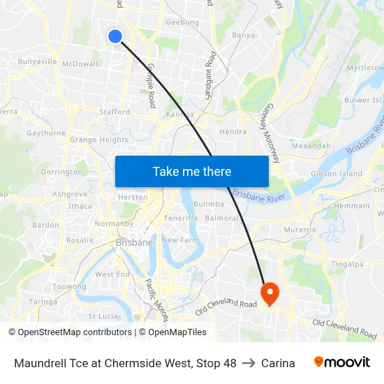 Maundrell Tce at Chermside West, Stop 48 to Carina map