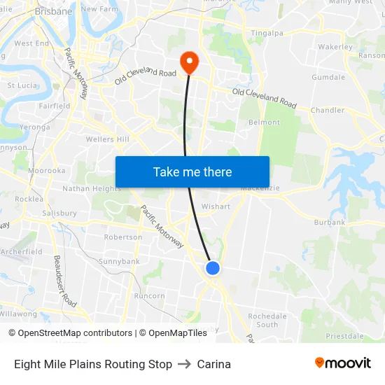 Eight Mile Plains Routing Stop to Carina map