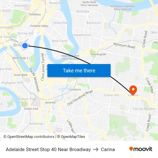 Adelaide Street Stop 40 Near Broadway to Carina map