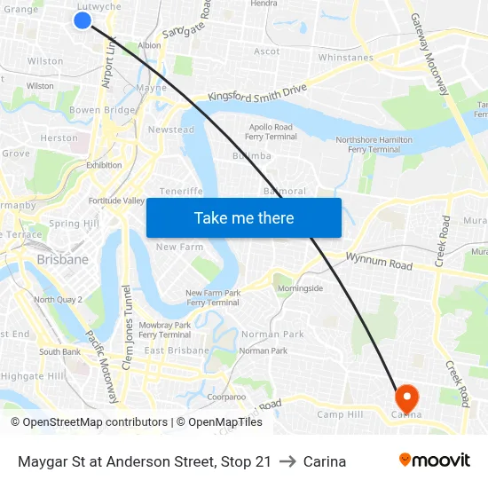 Maygar St at Anderson Street, Stop 21 to Carina map