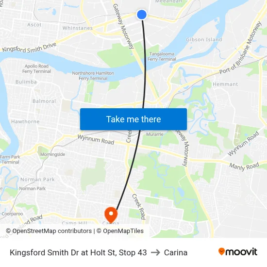 Kingsford Smith Dr at Holt St, Stop 43 to Carina map