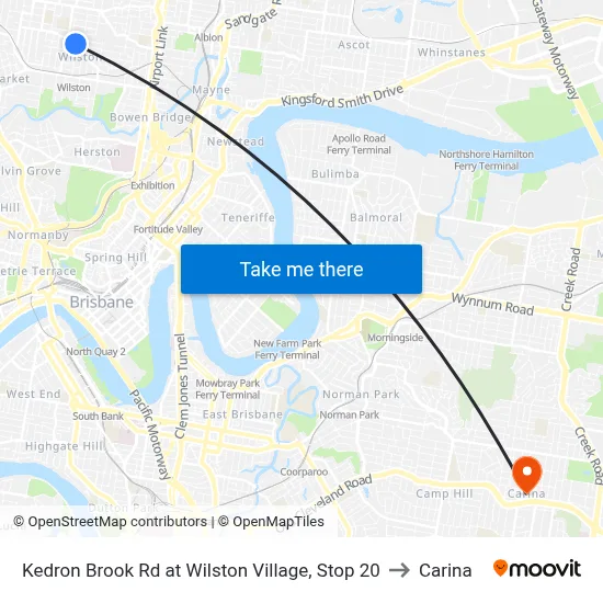 Kedron Brook Rd at Wilston Village, Stop 20 to Carina map