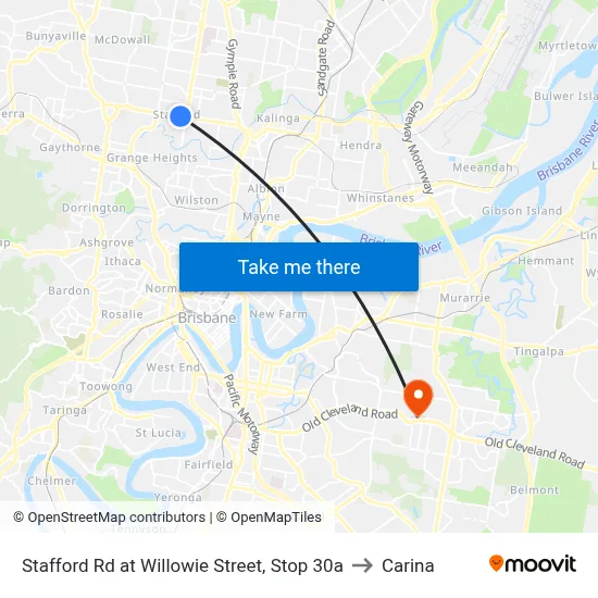 Stafford Rd at Willowie Street, Stop 30a to Carina map