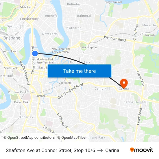Shafston Ave at Connor Street, Stop 10/6 to Carina map