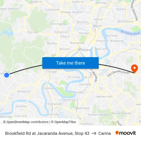 Brookfield Rd at Jacaranda Avenue, Stop 43 to Carina map