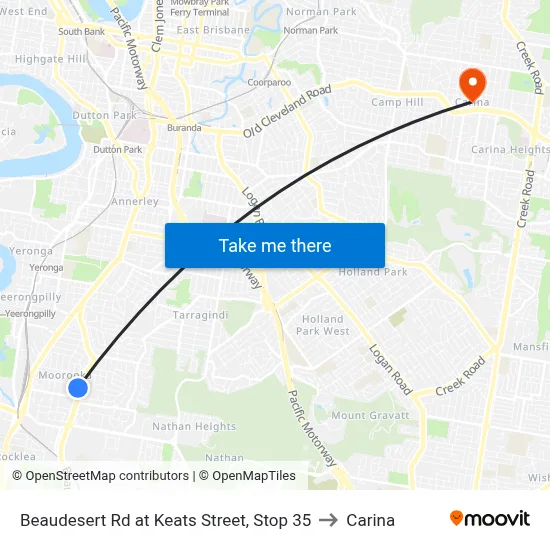 Beaudesert Rd at Keats Street, Stop 35 to Carina map