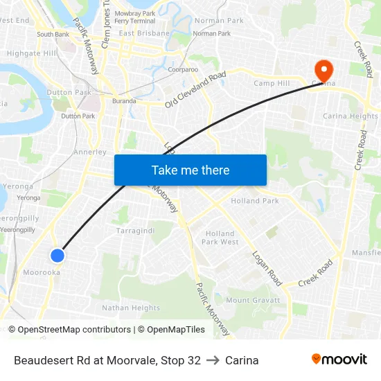 Beaudesert Rd at Moorvale, Stop 32 to Carina map