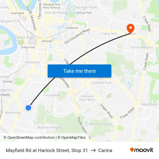 Mayfield Rd at Harlock Street, Stop 31 to Carina map