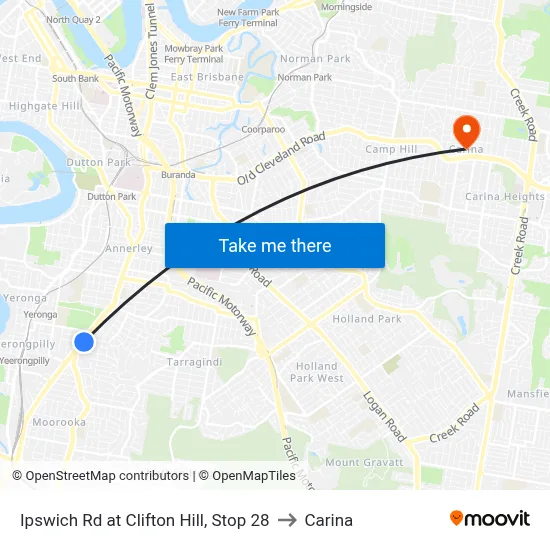 Ipswich Rd at Clifton Hill, Stop 28 to Carina map