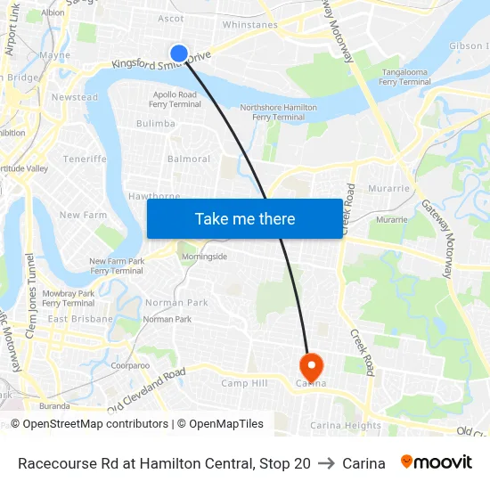 Racecourse Rd at Hamilton Central, Stop 20 to Carina map