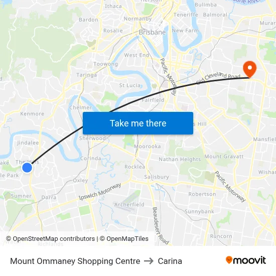 Mount Ommaney Shopping Centre to Carina map