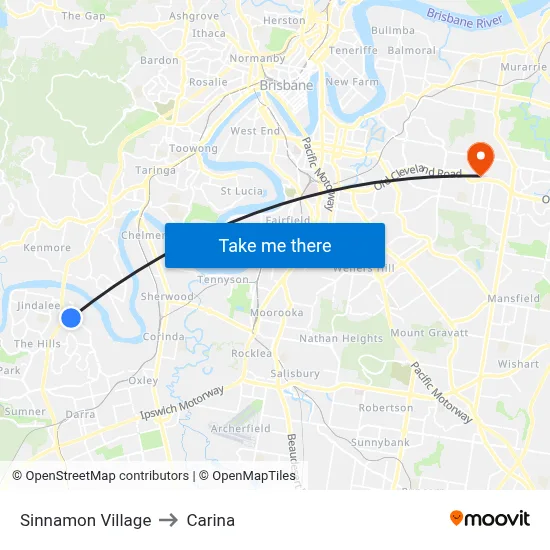 Sinnamon Village to Carina map