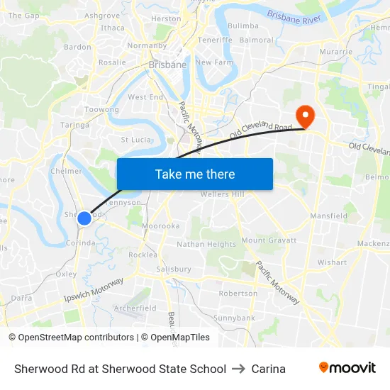 Sherwood Rd at Sherwood State School to Carina map