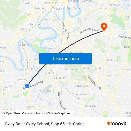 Oxley Rd at Oxley School, Stop 65 to Carina map