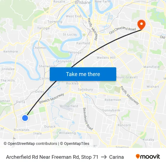 Archerfield Rd Near Freeman Rd, Stop 71 to Carina map