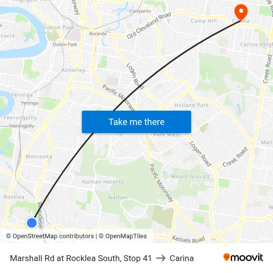 Marshall Rd at Rocklea South, Stop 41 to Carina map