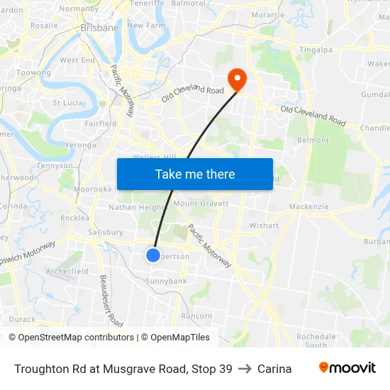 Troughton Rd at Musgrave Road, Stop 39 to Carina map