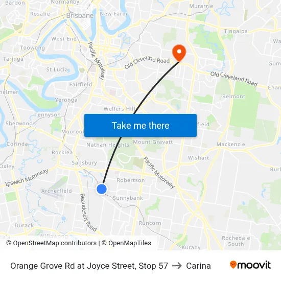 Orange Grove Rd at Joyce Street, Stop 57 to Carina map