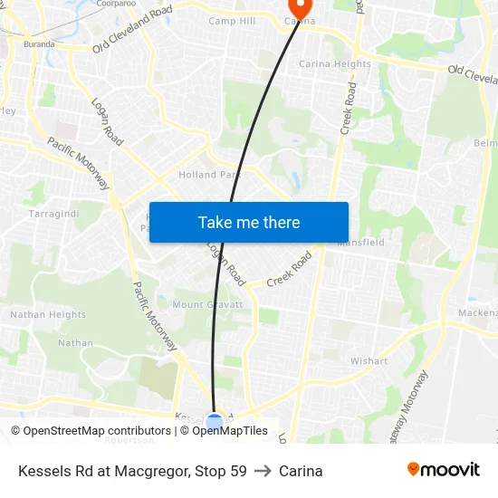 Kessels Rd at Macgregor, Stop 59 to Carina map