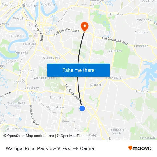 Warrigal Rd at Padstow Views to Carina map
