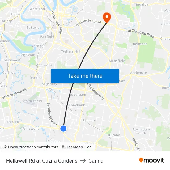 Hellawell Rd at Cazna Gardens to Carina map