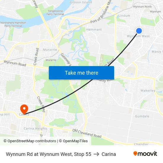 Wynnum Rd at Wynnum West, Stop 55 to Carina map