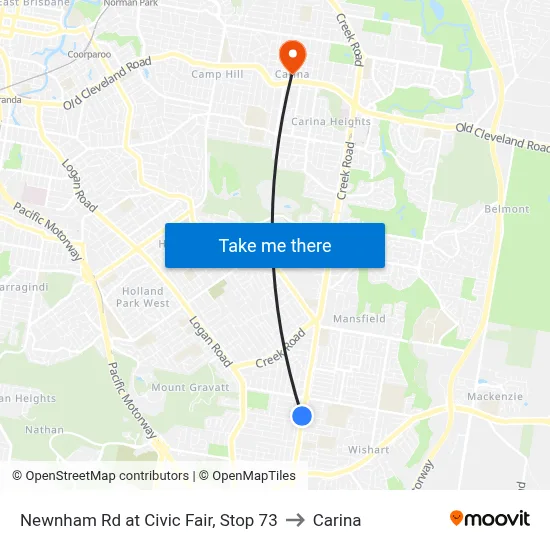 Newnham Rd at Civic Fair, Stop 73 to Carina map