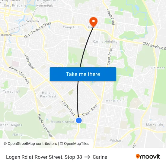 Logan Rd at Rover Street, Stop 38 to Carina map