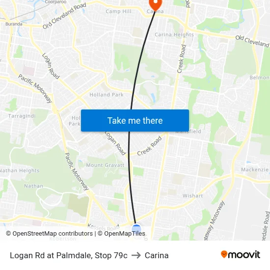 Logan Rd at Palmdale, Stop 79c to Carina map