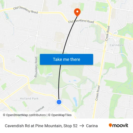 Cavendish Rd at Pine Mountain, Stop 52 to Carina map