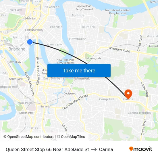 Queen Street Stop 66 Near Adelaide St to Carina map
