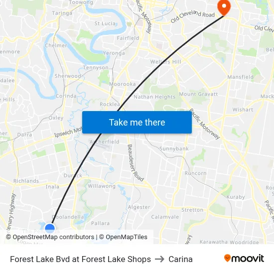 Forest Lake Bvd at Forest Lake Shops to Carina map