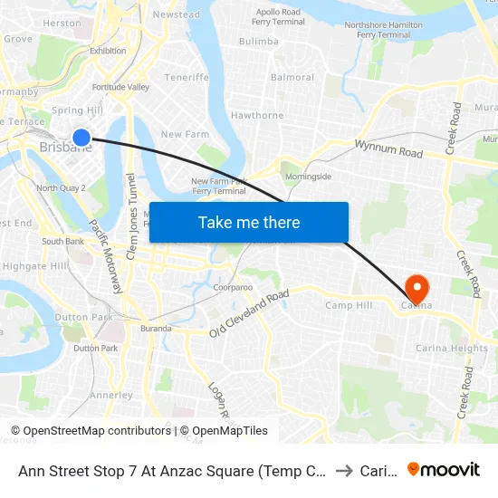 Ann Street Stop 7 At Anzac Square (Temp Closed) to Carina map