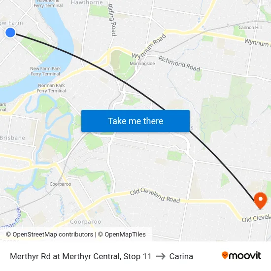 Merthyr Rd at Merthyr Central, Stop 11 to Carina map