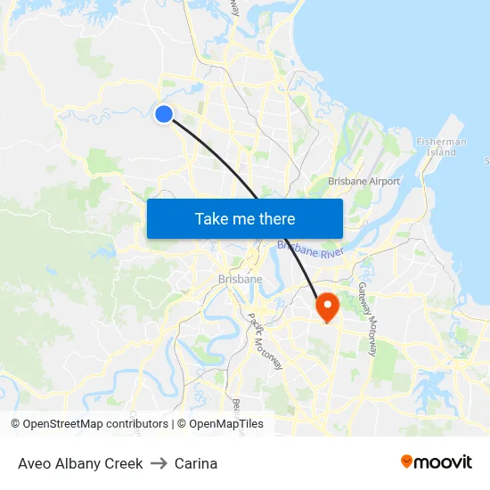 Aveo Albany Creek to Carina map