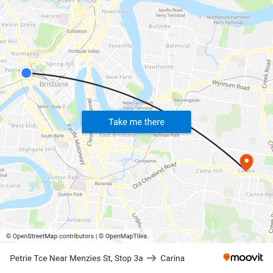 Petrie Tce Near Menzies St, Stop 3a to Carina map