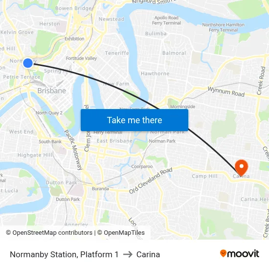Normanby Station, Platform 1 to Carina map