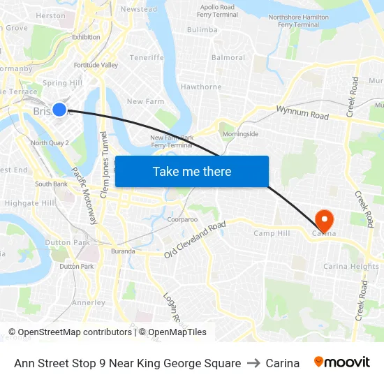 Ann Street Stop 9 Near King George Square to Carina map